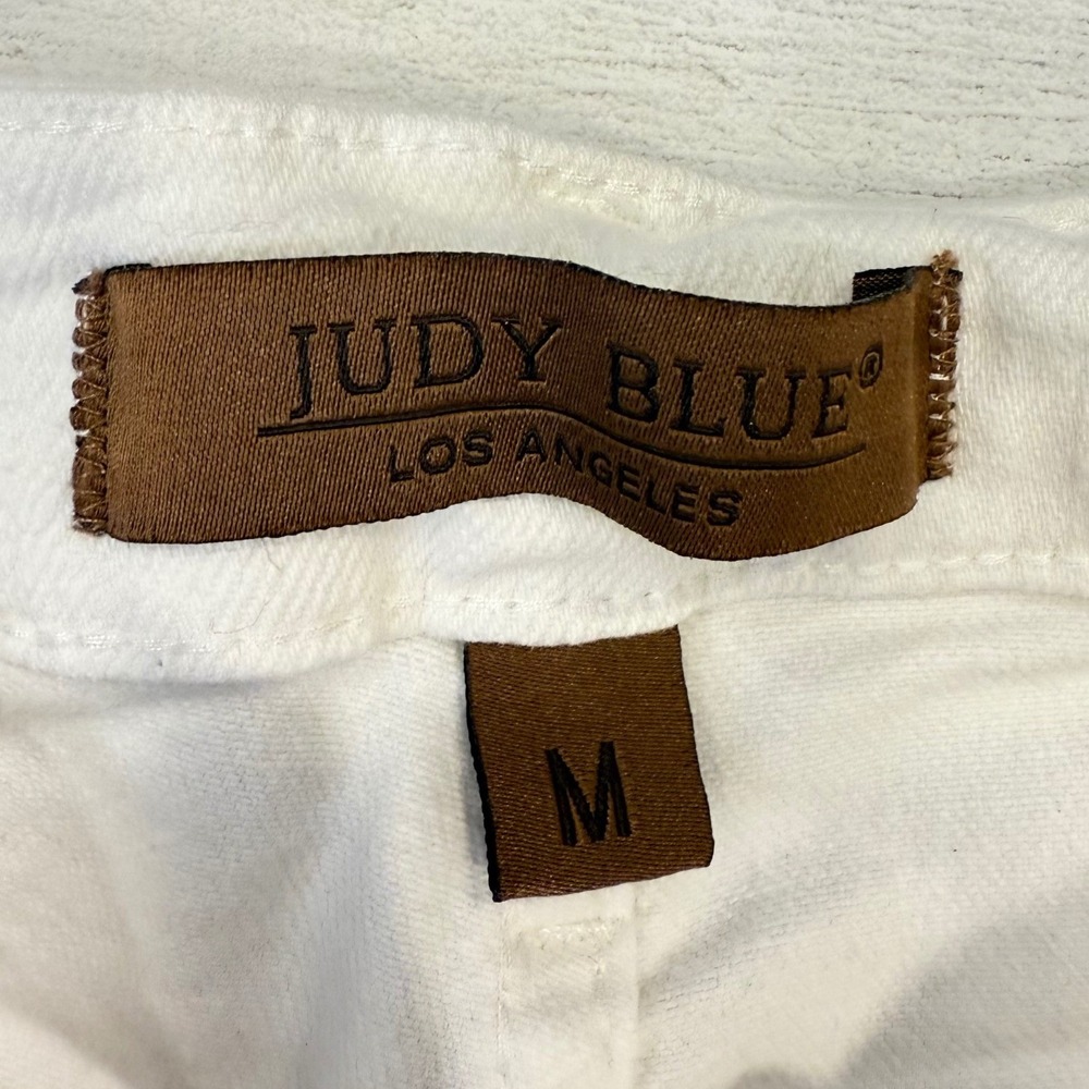 Judy Blue High Rise White Medium women cut off denim shorts summer distressed - Picture 7 of 14